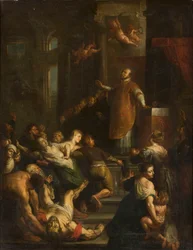 Santo Inácio de Loyola expulsa espíritos malignos de um possesso