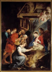 A Adoração dos Pastores Pintura de Pierre Paul (Pierre-Paul) Rubens (ou Peter Paul ou Petrus Paulus) (1577-1640) Sol do século XVII. 3,4x2,48 m Rouen, Musee des Beaux Arts