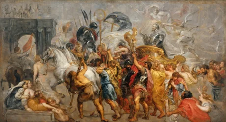 A entrada triunfal de Henrique IV em Paris, entre 1627 e 1630.