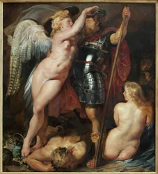A coroação dos heróis. Pintura de Peter Paul Rubens (1577-1640), cerca de 1622. Arte flamenga do século XVII. Munique, Alte Pinakothek (Alemanha).
