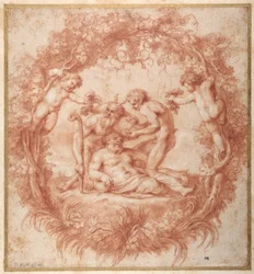 O desenho do Tazza Farnese (giz vermelho com guache no papel)