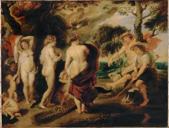 O julgamento de Paris (pintura sobre madeira de carvalho)