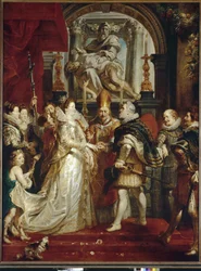 O casamento por procuração de Maria De Medici e Henry IV (óleo sobre tela
