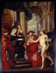 A troca de Angouleme em 30 de abril de 1619 ou a reconciliação de Marie de Medicis (1573-1642) com seu filho Luís XIII A rainha estava no exílio em Blois durante a "Guerra da Mãe e do Filho" durante a qual provocou uma revolta contra o rei seu filho. Cardi