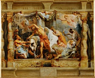O triunfo da Eucaristia sobre a idolatria (pintura sobre tela)