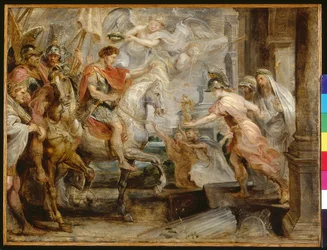 Entrada triunfante de Constantino em Roma (óleo sobre madeira)