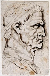 Vespasiano, de dez desenhos de oito dos primeiros doze Césares, depois das medalhas de Giovanni da Cavino (caneta e tinta sobre papel)