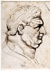 Vitellius, de dez desenhos de oito dos primeiros doze Césares, depois das medalhas de Giovanni da Cavino (caneta e tinta sobre papel)
