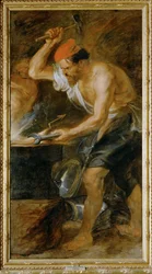 Vulcano forjando o relâmpago de Júpiter (pintura sobre tela)