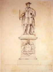 Desenho para uma Estátua de Eduardo VI (1537-53) c.1737-39 (caneta e tinta sobre papel)