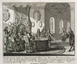 Conclusão do Tratado de Paz de Nystad em 20 de agosto de 1721.