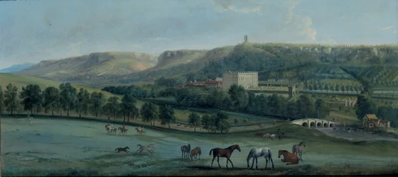 Uma vista de Chatsworth do sudoeste (óleo sobre tela)