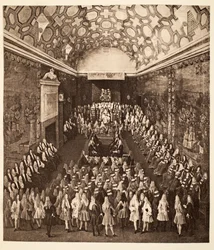 Rainha Anne na Câmara dos Lordes, pub. 1902 (collotype)