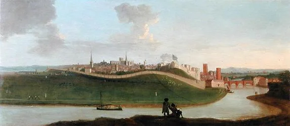 Vista de Chester, Com Dois Números À Beira do Rio Em Primeiro Plano (óleo sobre tela)