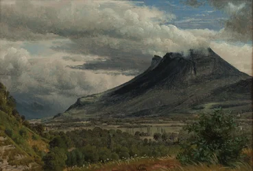 O maciço do Granier, vista do Cluse de Chambéry 1850 Óleo sobre papel