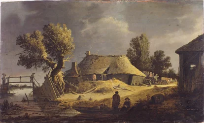 Paisagem com uma casa de campo (óleo sobre painel)