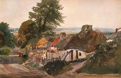 Uma pista com casas de campo, c1820