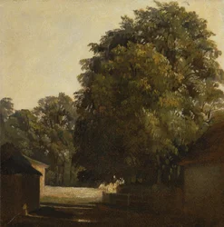 Paisagem com castanheiro (óleo a bordo)