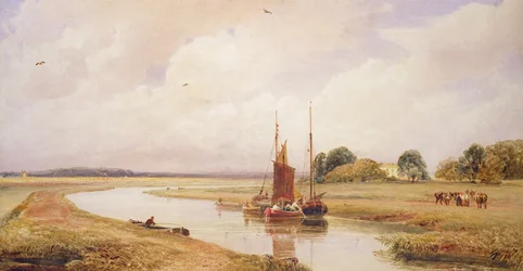 Langrick Ferry no rio Witham perto de Boston, Lincolnshire