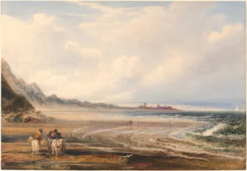Viajantes nas areias perto de Redcar