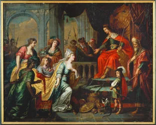 A rainha de Sabá perante Salomão (óleo sobre couro)