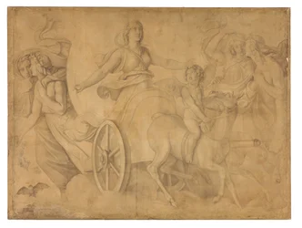 A noite (O carro de Ártemis). Cartão para as pinturas do tecto da Gliptoteca de Munique