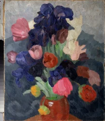 Ramo de Flores - Pintura de Pyotr (Piotr, Petr) Savvich Utkin (Utkin) (1877-1934), óleo sobre tela