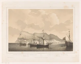 Conquista de Gibraltar A conquista de Gibraltar pela frota anglo-holandesa 3 de agosto de 1704 / La Prize de Gibraltar par un flotte Anglo-Neerlandaise (título no objeto)