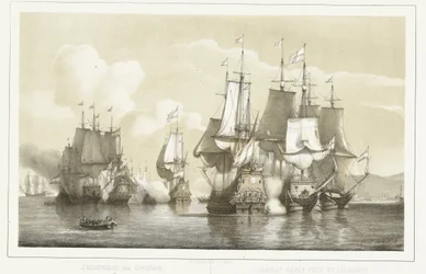 Batalha naval perto de Livorno, 1653
Batalha naval em Livorno. 14 de Março de 1653 / Combat naval près de Livourne. 14 Marte 1653 (título sobre o objecto)