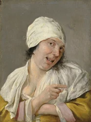 Visão: Uma jovem mulher a apontar. Da série Personificações dos Cinco Sentidos, c.1635-66 (óleo sobre madeira)