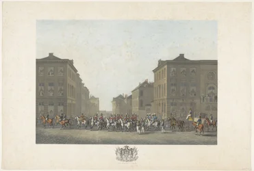 Banda de música na entronização de Guilherme I em Bruxelas em 21 de setembro de 1815 Doze gravuras da chegada e entronização de Guilherme I em Bruxelas e das batalhas de Quatre-Bras e Waterloo em 1815 (título da série)