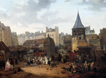Rejouissances dados pela cidade de Paris aux Halles em 21/01/1782 por ocasião do nascimento do Dauphin Louis Joseph da França (1781-1789) Pintura de Louis Philibert Debucourt (1755-1832) 1782 Sol. 0,89x1,16 m Paris, Musee Carnavalet