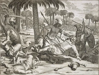 O assassinato do Sr. Koster pelos cingaleses, Ceylon Sri Lanka, publicado em 1672.