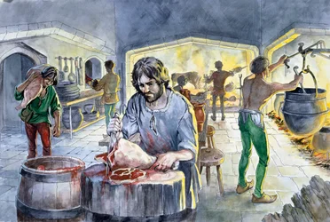 Cozinha na Idade Média, século XIV, c1990-2010