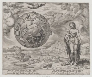 Homem Nascido para Trabalhar, de The Reward of Labor and Diligence, placa 1, 1572., 1572.