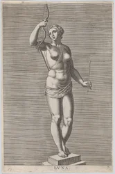 Ilustração 7: Diana, estátua da deusa nua em pé sobre um soco, vestindo uma lua crescente em..., 1586.