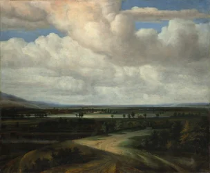 Uma paisagem panorâmica com uma propriedade rural, ca. 1649.