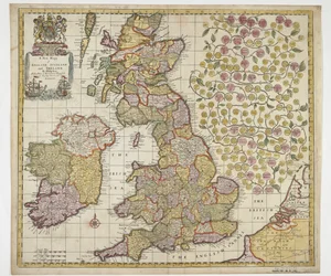A New Mapp da Inglaterra Escócia e Irlanda, c.1690 (gravura colorida)