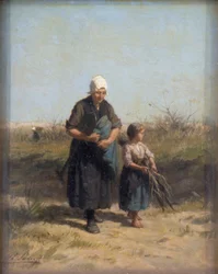 Regresso do trabalho (óleo sobre painel de madeira)