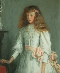 Uma jovem com um vestido branco