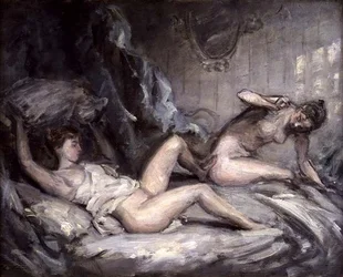The Pillow Fight (óleo sobre tela)