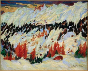 Paisagem do inverno perto de Davos Frauenkirch, (paisagem do inverno perto de Davos Glacis)