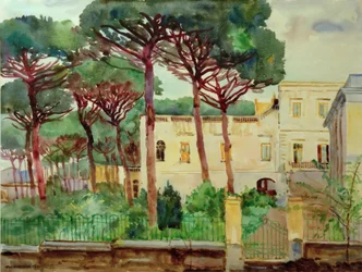 Casa sob pinheiros