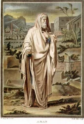 Aman, figurino para «Ester», de Jean Racine, do Volume I de «Investigações sobre os Trajes e o Teatro de Todas as Nações», gravado por Pierre Michel Alix (1762-1817), 1802