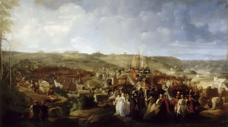Napoleão distribui as cruzes da Legião de Honra no Campo de Boulogne em 16 de agosto de 1804,