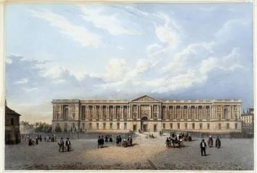 Colonnade of the Louvre - em "Promenade dans Paris et ses environs", desenhado por Jacottet e Benoist, c. 1840