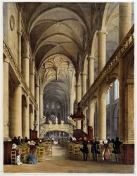 Interior da igreja St Etienne du Mont - em "Promenade dans Paris et ses environs", desenhos de Jacottet e Benoist, ed. Gihaut Frères