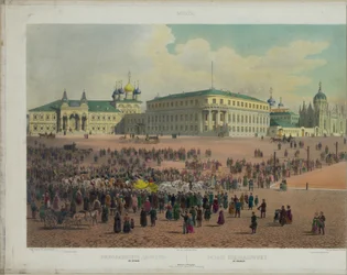 Palácio de Nicholas no Kremlin de Moscou, de uma vista panorâmica de Moscou em 10 partes, ca 1848
