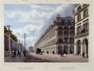 Rue de Rivoli - em "Promenade dans Paris et ses environs", de Jacottet et Benoist, ed. Gihaut