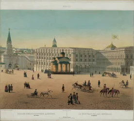 O grande palácio do Kremlin de uma vista panorâmica de Moscou em 10 partes, ca 1848